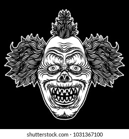 Devil Clown Head Illustration Nightmare Inspired Stock Vector (Royalty ...