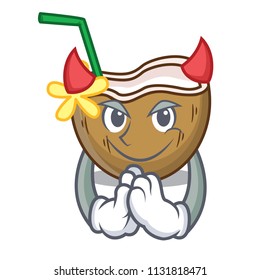 Devil cocktail coconut mascot cartoon