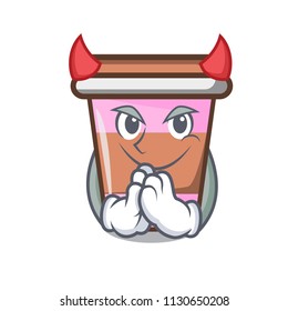 Devil coffee cup mascot cartoon vector illustration