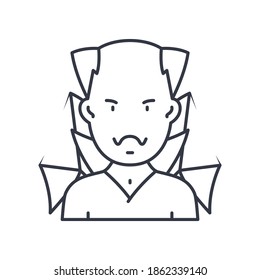 Devil concept icon, linear isolated illustration, thin line vector, web design sign, outline concept symbol with editable stroke on white background.