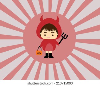 Devil costume trick or treat in retro theme