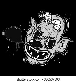 devil crazy, street art illustration design.