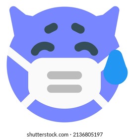 El emoticono del llanto del diablo una situación de pandemia del coronavirus