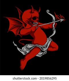 a devil cupid holding bow and arrow