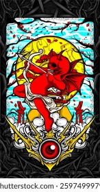 devil cupid illustration	for awesome t shirt design