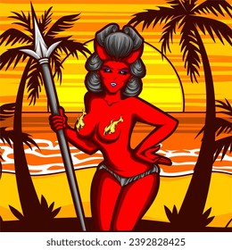 devil cupid illustration for t shirt design and other