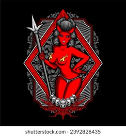 devil cupidgrafik für T-Shirt-Design und andere