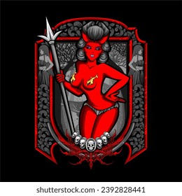 devil cupid illustration for t shirt design and other