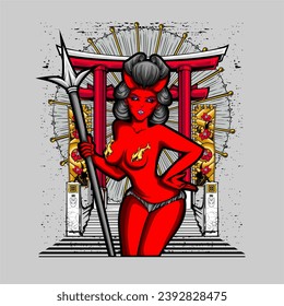 devil cupid illustration for t shirt design and other