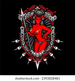 devil cupid illustration for t shirt design and other