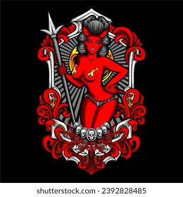 devil cupid illustration for t shirt design and other