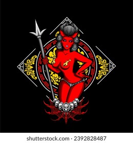 ilustración cupido diablo para el diseño de camisetas y otros