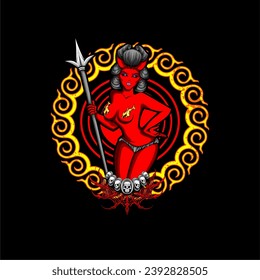 devil cupid illustration for t shirt design and other