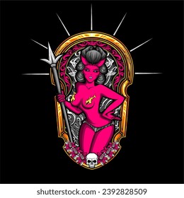 devil cupid illustration for t shirt design and other