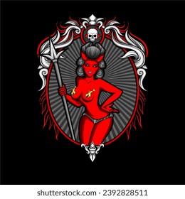 devil cupid illustration for t shirt design and other