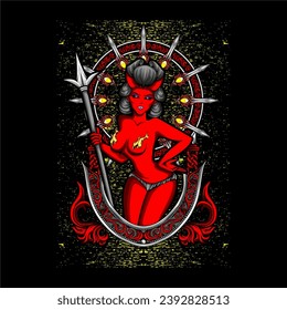 devil cupid illustration for t shirt design and other