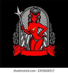 devil cupid illustration for t shirt design and other