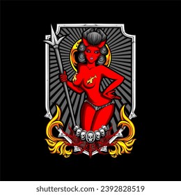 devil cupid illustration for t shirt design and other