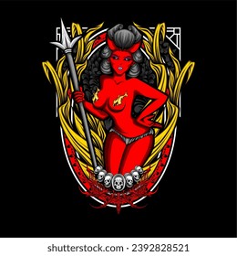 devil cupid illustration for t shirt design and other