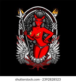 devil cupid illustration for t shirt design and other