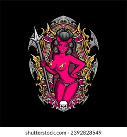 devil cupid illustration for t shirt design and other