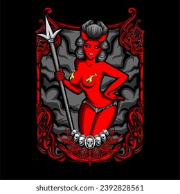 devil cupid illustration for t shirt design and other