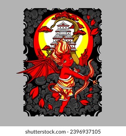 devil cupidgrafik für T-Shirt-Design