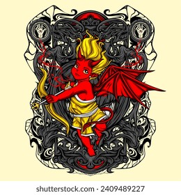 devil cupid illustration for t shirt design