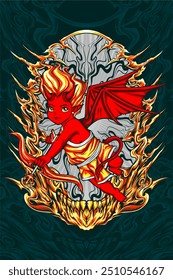 ilustração do cupido do diabo para design de camisa