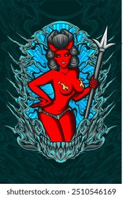 ilustração do cupido do diabo para design de camisa