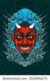 Diablo Cupido ilustración para diseño de camiseta