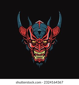 Devil demon head vector clip art illustration