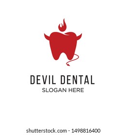 Devil dental logo design isolated vector template