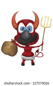 Devil with diapers and a bag