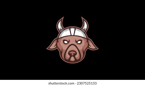 Devil dog head with evil horns logo cartoon design abstract vector template
