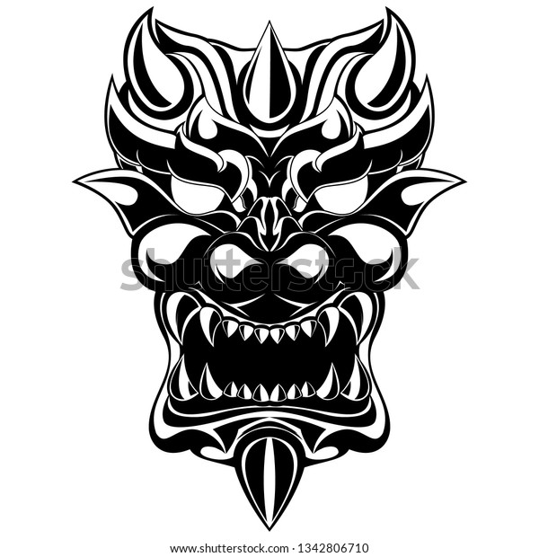 Devil Dragon Mask Tribal Illustration White Stock Vector (Royalty Free ...