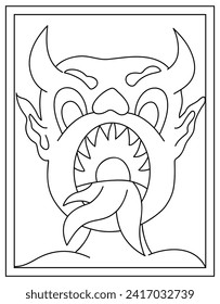 Devil drawing page in hand drawn vector design 