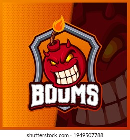 Devil Dynamite Boom mascot esport logo design illustrations vector template, Grenade logo for team game streamer banner 