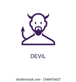 Devil element in flat simple style on white background. Devil icon, with text name concept template