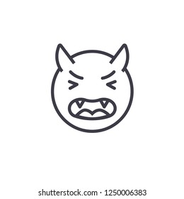 Devil Emoji concept line editable vector, concept icon. Devil Emoji concept linear emotion illustration