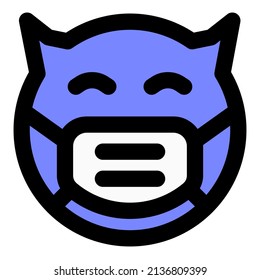 emoticono diablo con cuernos con máscara