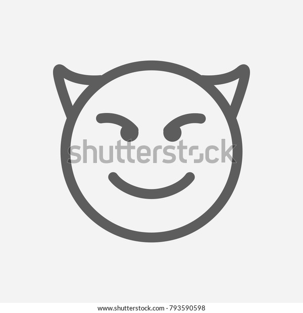 Devil Emoji Icon Line Symbol Isolated Stock Vector (Royalty Free ...