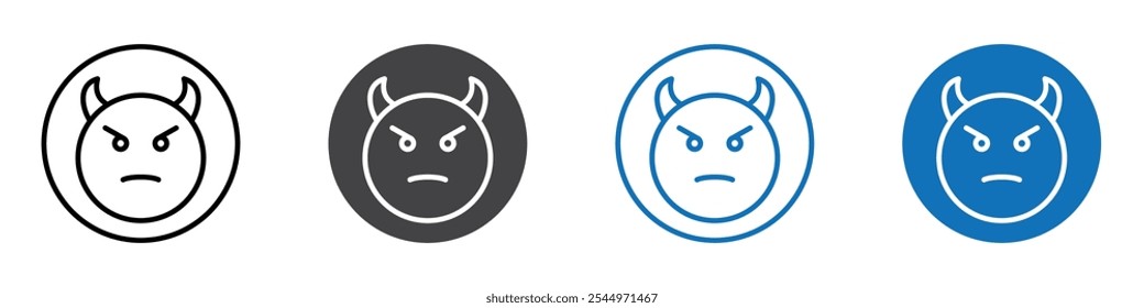 Devil emoji icon Logo sign in thin line outline