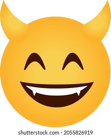 Devil emoji isolated on white background. Illustration of happy smile.