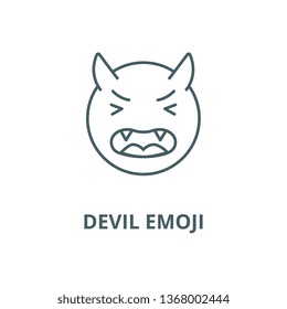 Devil emoji line icon, vector. Devil emoji outline sign, concept symbol, flat illustration