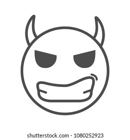 Devil emoticon. Diabolical smiley emoji vector icon	