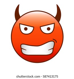 Devil emoticon. Diabolical smiley vector