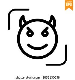 Devil Emoticon face vector line icon. Eps10 vector illustration.