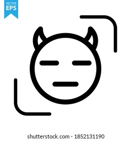 Devil Emoticon face vector line icon. Eps10 vector illustration.