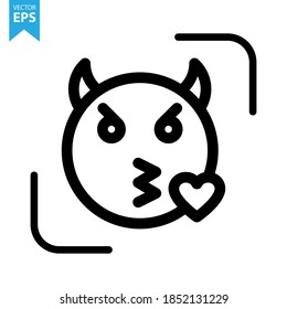 Devil Emoticon face vector line icon. Eps10 vector illustration.